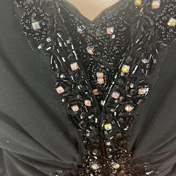 Cameron Blake for mon Cherie Long Black Gown with Ling Sleeve Dress - Picture 4 of 17